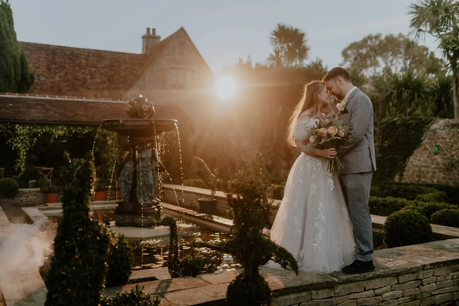 Abigail & Anthony, bride & groom, ornamental garden, 1 @TheKensingtonPhotographer copy