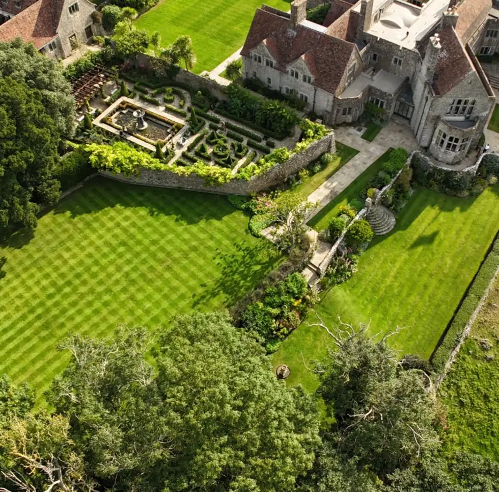 lympne castle drone shot