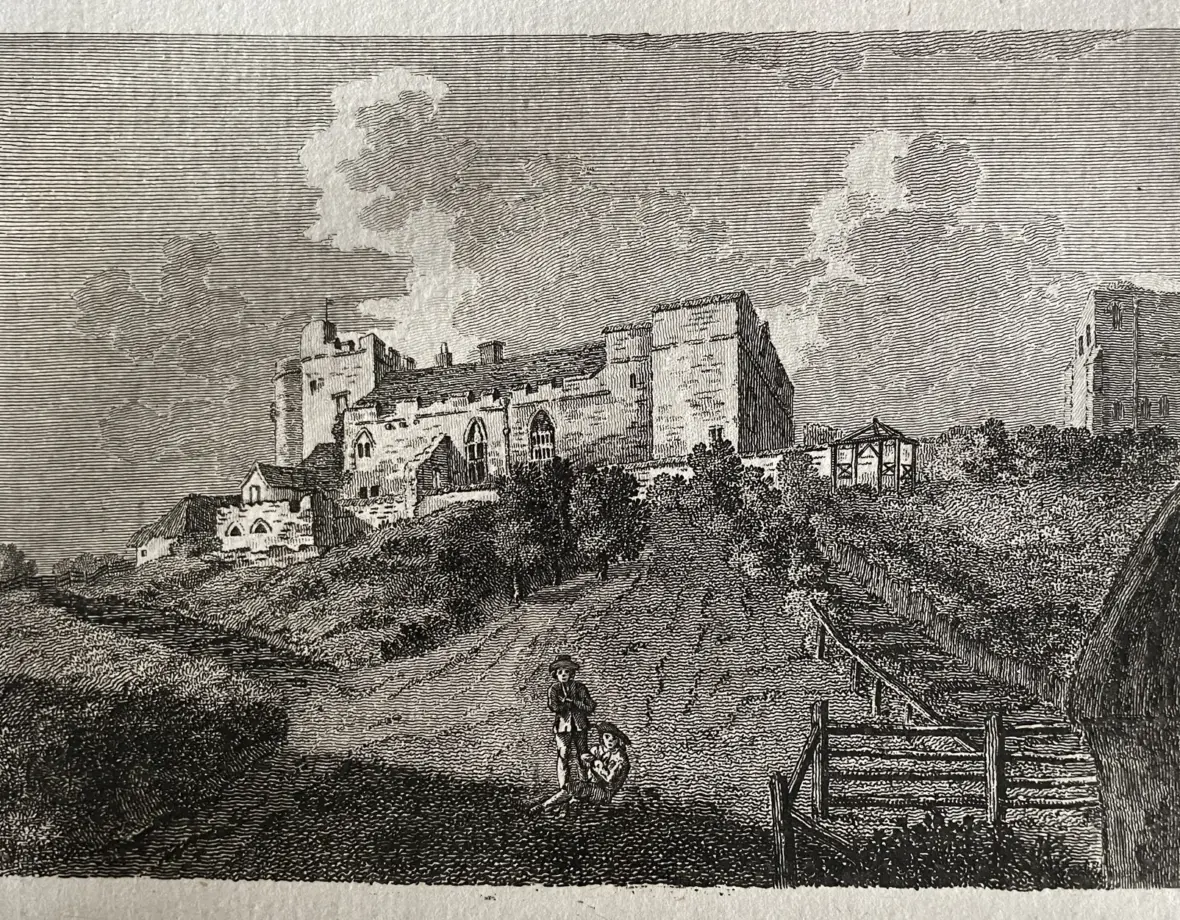 The castle range from the lane — Lympne Castle, c. 1780-1820