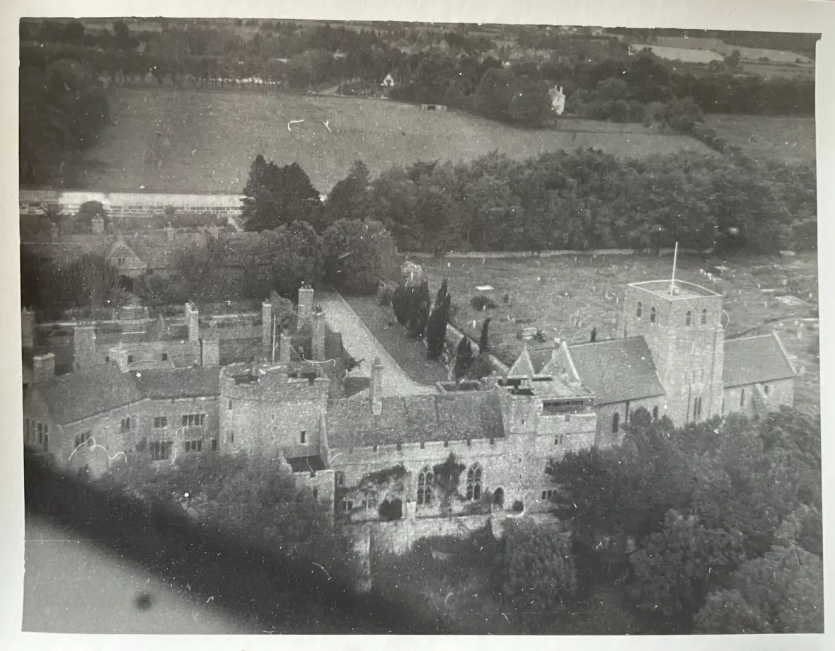 Castle and church from above — Lympne Castle, c. 1920-1935