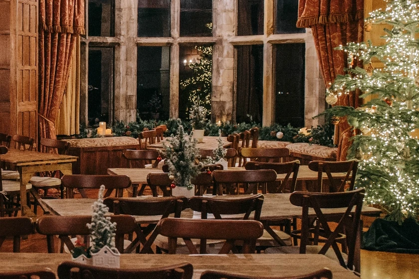 Dining set-up in the west wing ceremony room